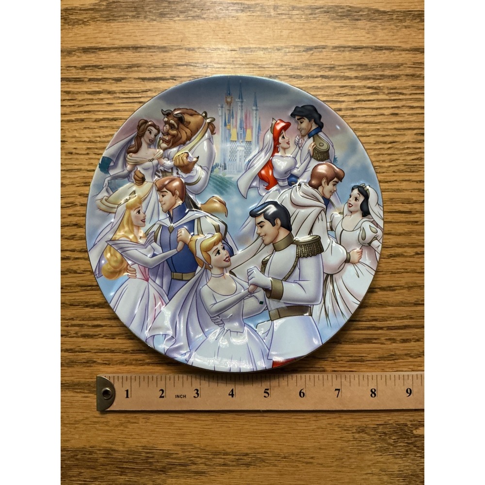 Disney World Princess Wedding Decorative Plate Cinderella Belle Ariel Snow White